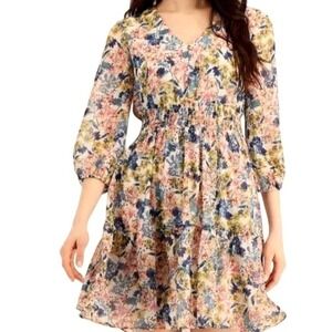 Taylor 16 Plus Boho Floral Twee Cottagecore Tiered Ruffle Spring Mini Dress